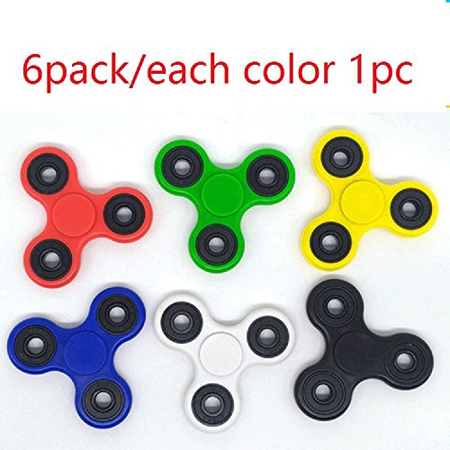 6 Pack(each color 1 pc) EDC Hand Spinner Tri-Spinner Fidget Stell Bearing Ball Focus Toy EDC Kids/Adult Gift