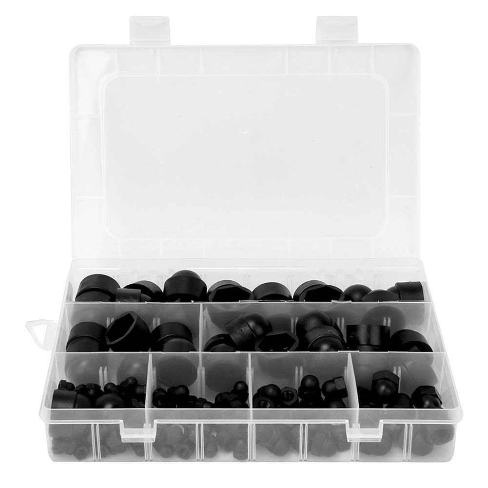 Bolt Covers Screw Caps, 145PCs Rubber Hex Nut Cover Bolts Cap M4 M5 M6 M8 M10 M12 Rubber Dome Bolt Nut Cap with Storage Box