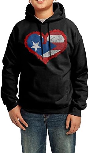 Heart Flag Puerto Rican Lover Unisex Boys Girls Hoody Pullover Youth Hooded SweatshirtL