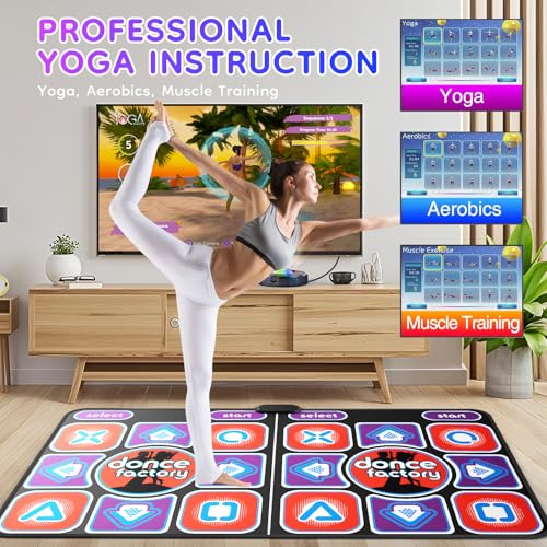 Helangel Dance Mat for Kids and Adults, Interactive Dance Mat for TV with Camera, Upgraded Models, Double Musical Dance Mat Durable and Non-Slip (166 x 93 cm)