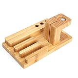 Kollea 4 in 1 Apple Watch Stand Charging Stand Bracket Docking Station Holder for iPhone iPad Apple Watch, Bamboo Wood