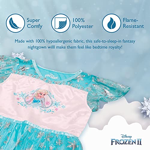 Disney Frozen Girls' Princess Dress Nightgown, Fantasy Gown, Soft & Cute Pajamas for Kids