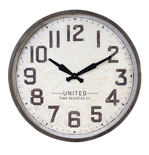 Kiera Grace HO60213-8 August Metal 32" Wall Clock, Large, Gray