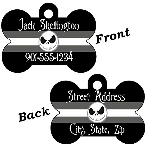 Nightmare Before Christmas Double Sided Pet Id Dog Tag Personalized with 4 Lines of Text (Jack Skellington)