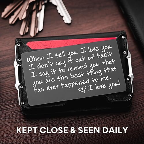 Wallet Card Love Note Engraved Aluminum Anniversary Gifts for Men & Women Husband Gifts from
