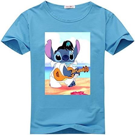 DIYHOODIE Lilo and Stitch T-shirt, Custom Men's Classic T shirt with Lilo and Stitch Blue