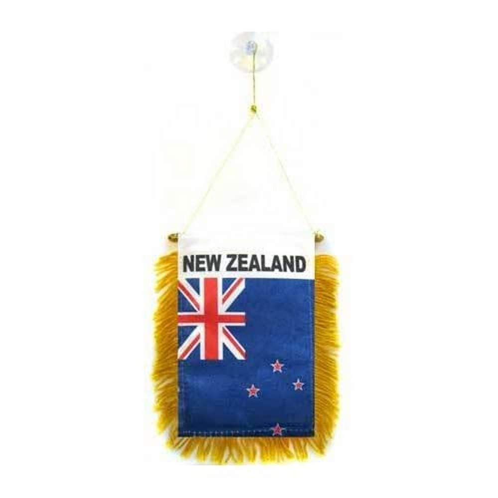 AZ FLAG - New Zealand Mini Banner - 6'' x 4'' - 100% Polyester New Zeleander –Kiwi Small Pennant for Car - Double-sided Flag with Suction Cup Hanger