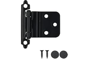 JQK 3/8 Inch Inset Cabinet Door Hinges Black, 20 Pack 10 Pairs Flush Face Mount Cupboard Kitchen Hardware Hinges Max fit 9mm/0.375” Step Door, CH201-BK-P20