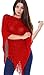 Simplicity Women's Long Knitted Pullover Tassel Edge Poncho Sweater, Red