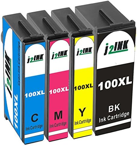 J2INK 4 Pack Compatible Ink Cartridge for Lexmark 100XL 14N1068E 14N1069E 14N1070E 14N1071E High Yield