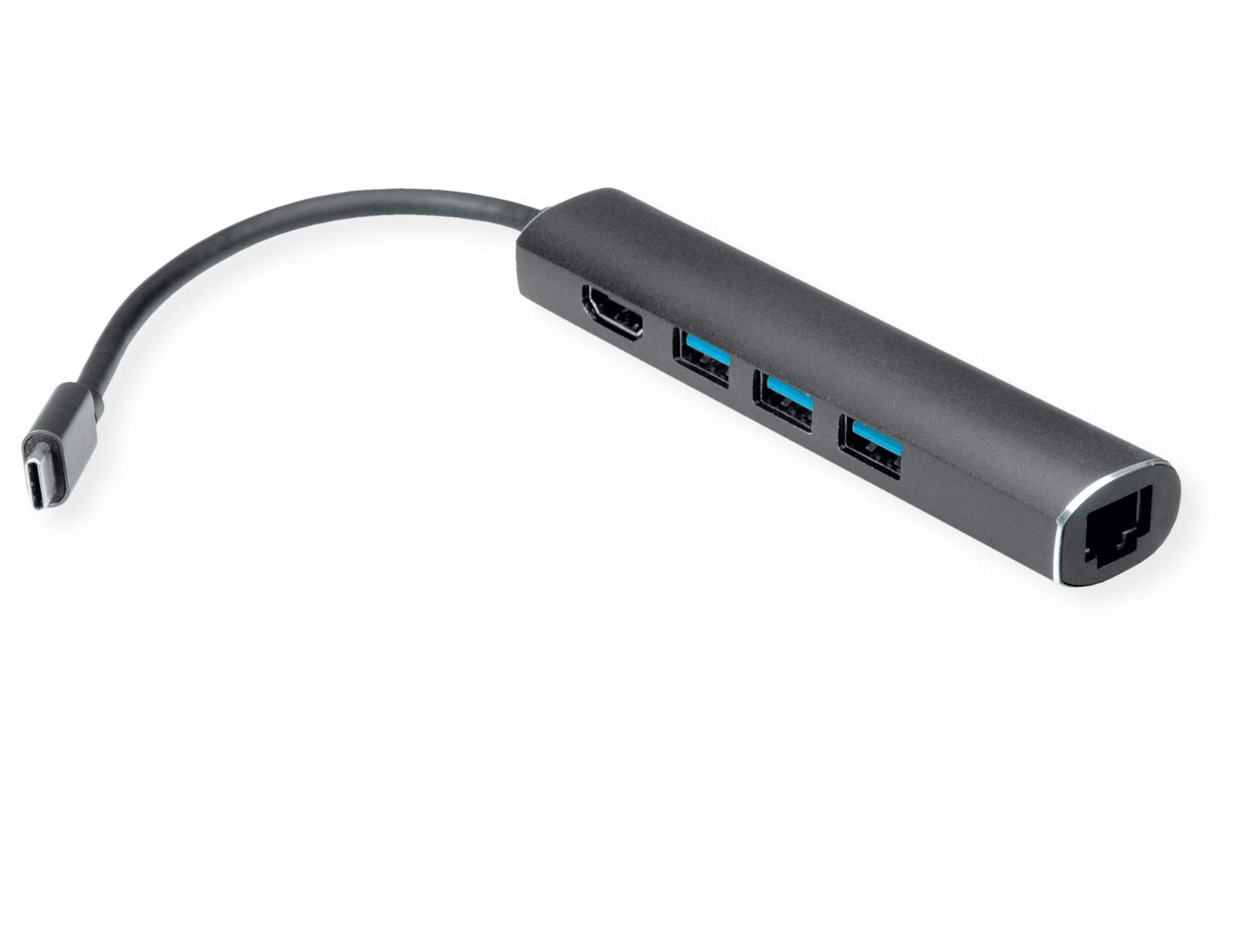 VALUE USB Type C Docking Station, HDMI 4K, 3X USB Type A, Gigabit Ethernet, Grey