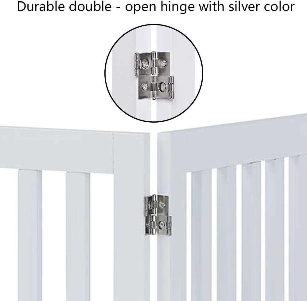 unipaws Freestanding Tall Dog Gate, Foldable Pet Fence, Indoor Wood Barrier - Image 5