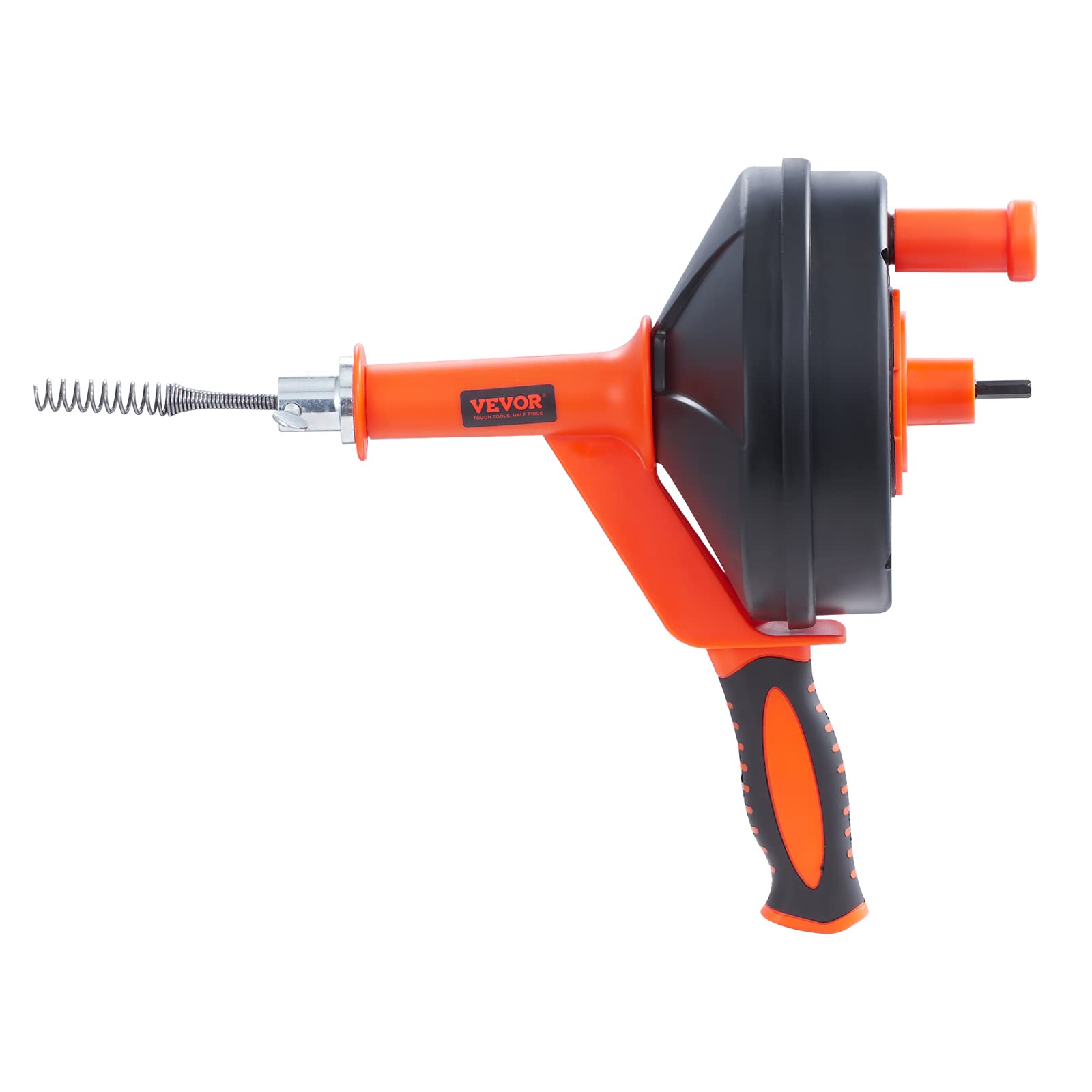 VEVOR Rohrreinigungsspirale 0,6x762cm Federstahlkabel Abflussreiniger mit Trommel Manuell & Elektrisch Manuelle Zufuhr Rohrreinigungswelle Rohrreinigungsgerät Ideal für WC Abwasserkanal Bodenabfluss 8