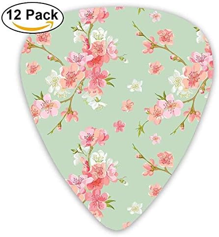 12-Pack Custom Guitar Picks Flowers Background Standard Bass Guitarist Music Gifts
