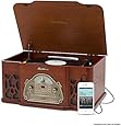 Electrohome EANOS502 Wellington Wood Retro Vinyl Turntable Record Player with Headphone Jack and Aux Input