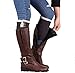 Usstore 1Pair Women Socks Lace Stretch Boot Leg Cuffs Boot Stockings (Dark Grey)