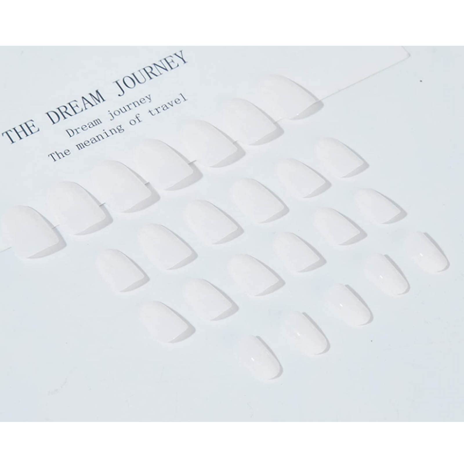 Hkanlre Short Press on Nails Almond White Fake Nails Acrylic Glossy False Nails Full Cover Gradient Nails for Women and Girls 24PCS - Image 2