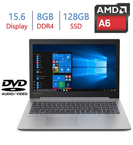 Lenovo Premium Ideapad 330 15.6″ HD LED Backlit Anti-Glare Laptop PC, AMD A6-9225 2.6GHz, 8GB DDR4 Memory, 128GB SSD, Dolby Audio, WiFi, Bluetooth, Webcam, HDMI, DVD-RW, Windows 10