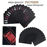 Joyoldelf Waterproof PVC Poker Playing Cards, Deck of Card with Black Backing in Box Great Gift for Family Party BBQ Game (Red)