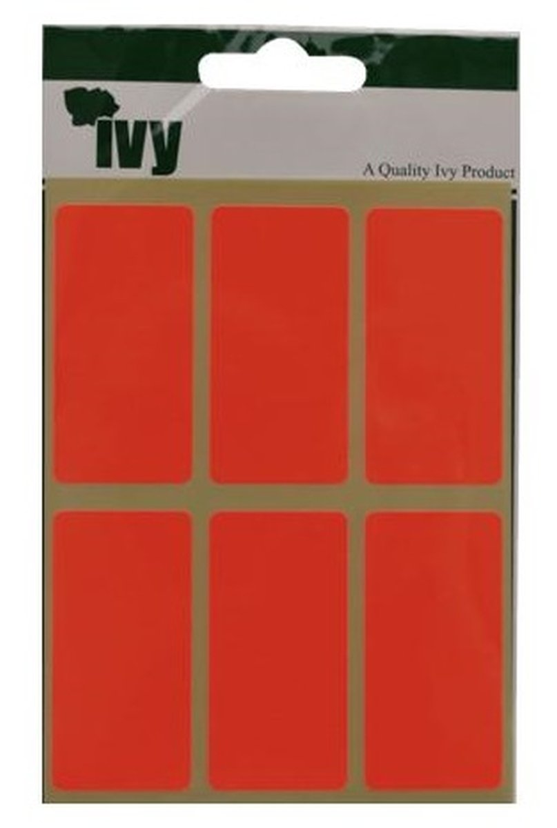 Ivy 25mm x 50mm Fluorescent Red Rectangle Self Adhesive Sticky Labels (24 Stickers): Amazon.co ...