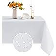 Romanstile Spring Rectangle Tablecloth - Waterproof and Wrinkle Resistant Washable Polyester Table Cloth for Kitchen Dining/Party/Wedding Indoor and Outdoor Use (60 x 84 inch, White)