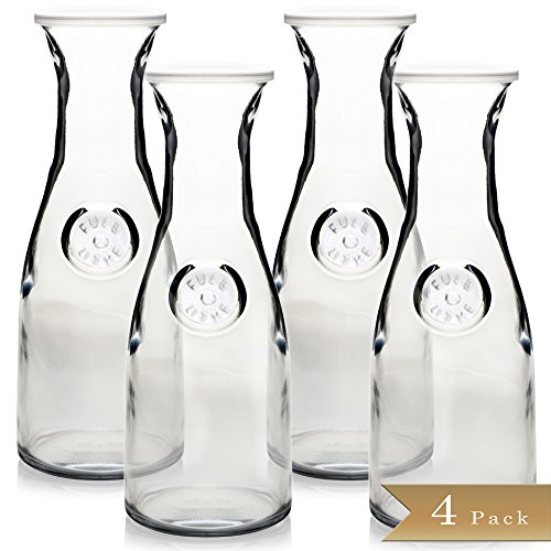 UPC 760999995465, Set of 4 - Glass Carafe - 1 Litre / 33.8 oz - 4 1/8&quot; x 11&quot; - Beverage Pitcher - Wine - Juice - Water