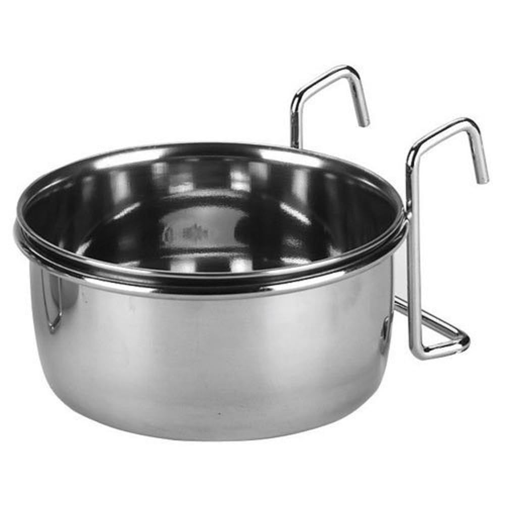 Kerbl Stainless Steel Cup with Holder/Cage Mounts, 600 ml/ 12 cm