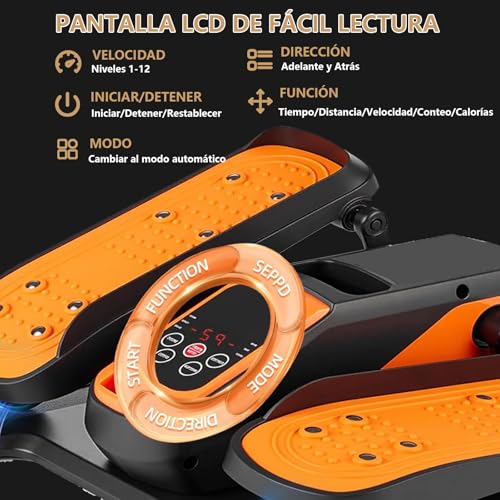 Rabbitstorm Maquina Eliptica Electrica, Maquina para Pedalear con Control Remoto, Almohadilla Antideslizante, Correas para Los Pies, 12 Velocidades, para del Escritorio en el Hogar y la Oficina