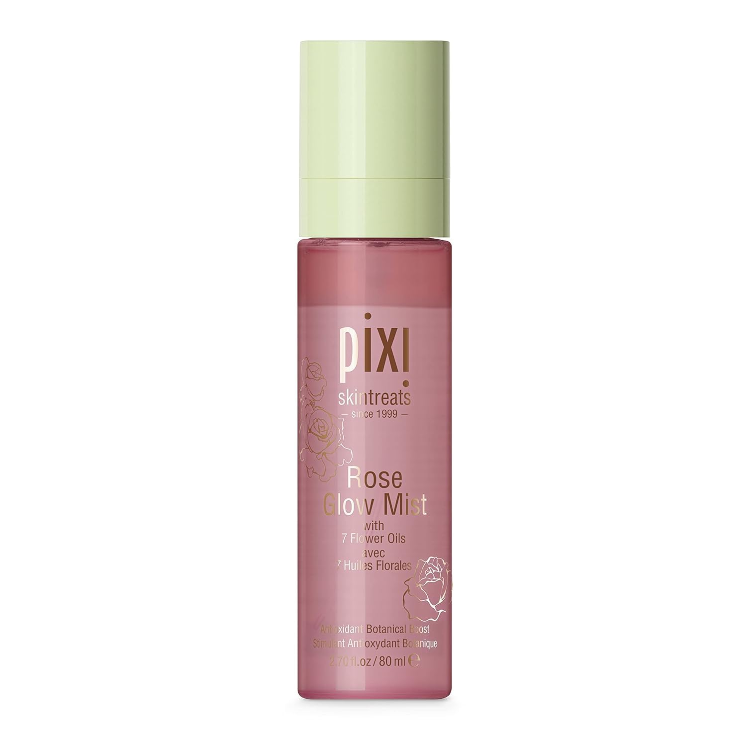 Pixi Beauty Rose Glow Mist | All-Over Mist for Luminous Complexion | Set & Refresh Makeup | Hydrate Skin with 21 Natural Oils (2.7 Fl Oz.)