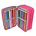 72 Slots Pencil Holder, Ishua Handy Wareable Oxford Pencils Case Pencil Organizer Portable Watercolor Pencil Wrap Case (Hot Pink) Handy Multi-layer Pencil Bags for Gel Pens,Marco Pens,Makeup Brush