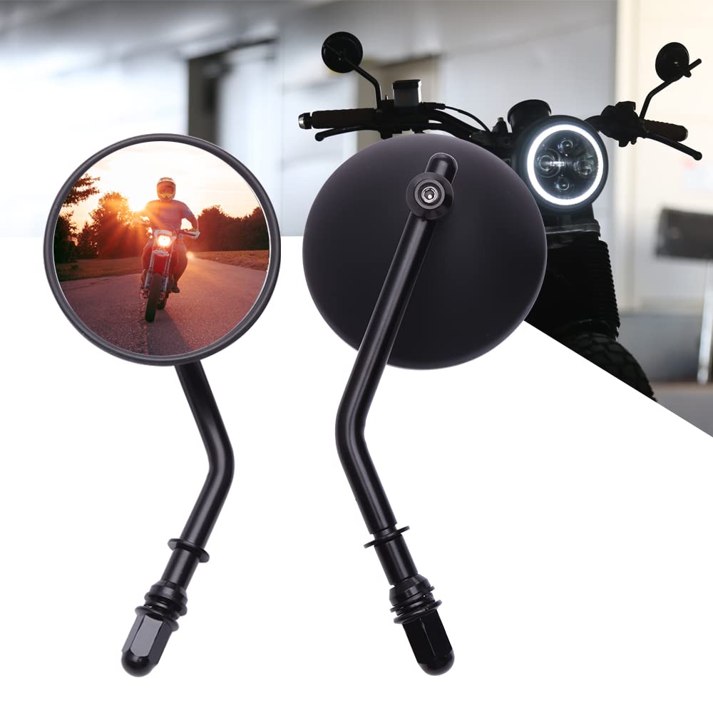 Photo 1 of DREAMIZER 3" Motorcycle Handlebar Mirrors Black Round Rear View Side Mirrors Universal 8mm 10mm Compatible with Sportster 883 1200 Softail Dyna ATV Street Sport Bike Cruiser Chopper Bobber Scooter