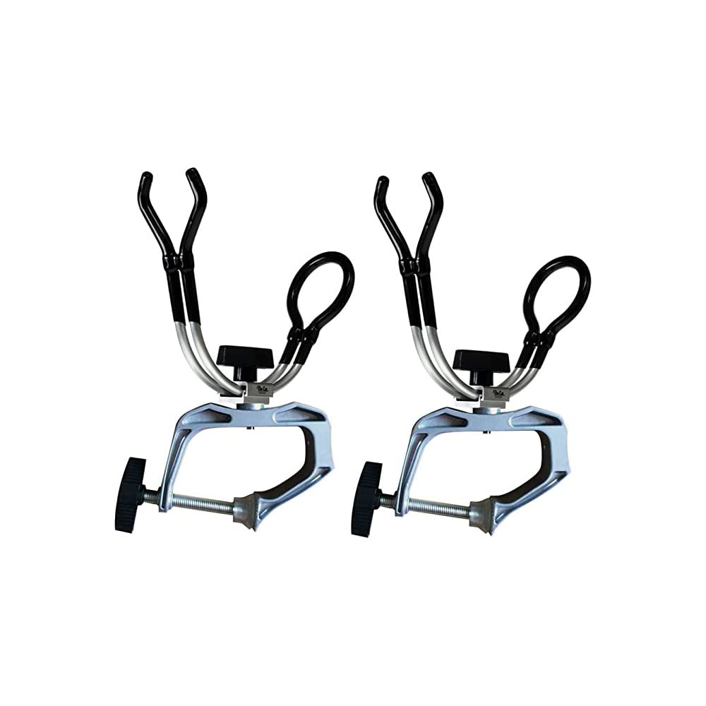 ZONADAH Pack of 2 Fishing Rod Holder U-Shaped with Clamp 360 Degree Adjustable Rotation for Boat Kayak Canoe Fishing Boat Accessories for Attaching to Boat Rails Seaside Handles
