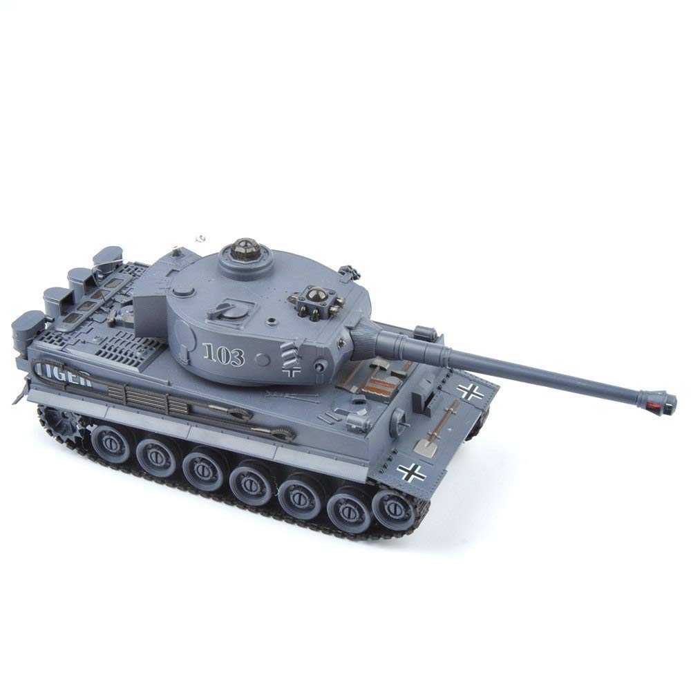s-idee® 22002 Battle Tank 99807 German Tiger 1:28 with Integrated Infrared Combat System 2.4 GHz RC R/C Remote Controlled Tank Tracked Vehicle IR Shooting Function Sound Light