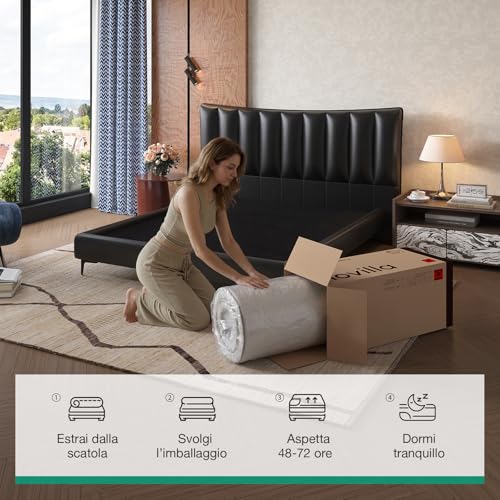 Novilla Mattress 90 x 200 cm, Single Mattress, Height 20 cm, Gel Memory Foam, Breathable Bamboo Fibre, Perfect Support, Skin Friendly, Medium Solid