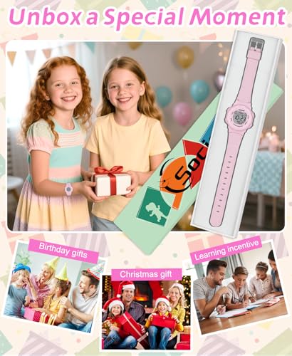 SOCICO Kids Digital Watches for Girls Boys, 5ATM Waterproof, 7 Color Lights Waterproof Watches for Kid with Alarm Stopwatch, Soft Band Wrist Watch Christmas Gifts for Kids Ages 5-12