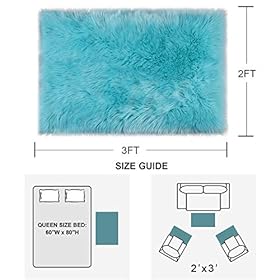 YJ.GWL Luxury Faux Sheepskin Fur Area Rug Soft Fluffy Rugs, Shag Plush Carpet Faux Fur Rug for Bedroom Floor Sofa Living… 51mc0yHHT L