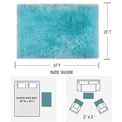 YJ.GWL Luxury Faux Sheepskin Fur Area Rug Soft Fluffy Rugs, Shag Plush Carpet Faux Fur Rug for Bedroom Floor Sofa Living… 51mc0yHHT L