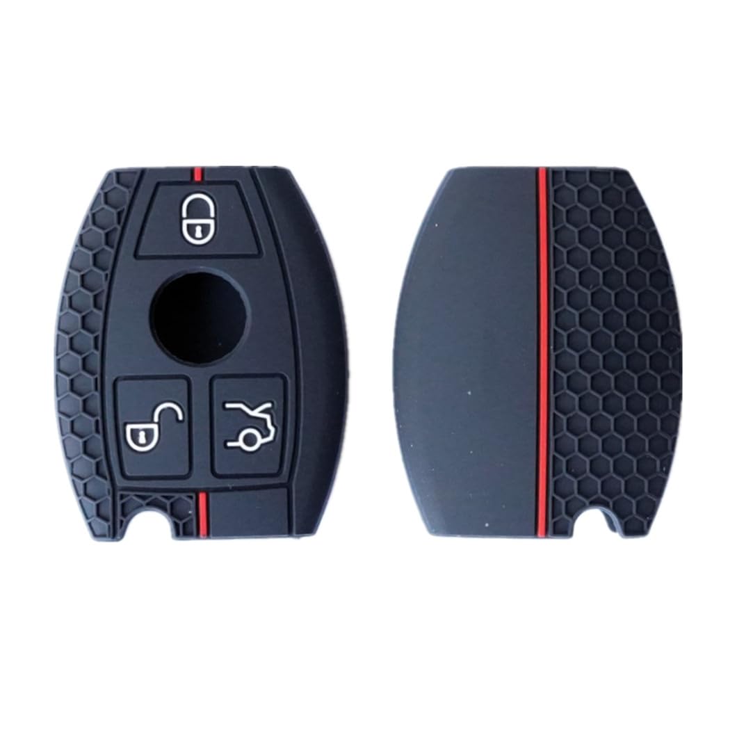 Happyit Honeycomb Pattern Silicon Car Key Cover Cases for Mercedes Benz A B C S Class AMG GLA CLA GLC W176 W221 W204 W205 3 Buttons Black
