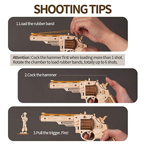 ROKR Wooden Toy Gun Rubber Band Gun 3D Wooden Puzzle (Corsac M60