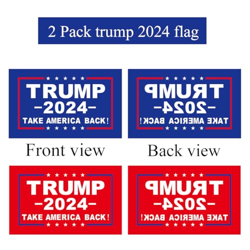 Trump 2024 Flags 3x5 Outdoor - Take America Back Donald Trump Flag Banner with 2 Brass Grommets UV Protection Fade Resistant for Indoor Outside Decorations(Red & Blue)