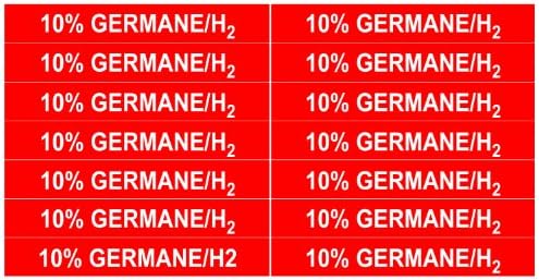 10% GERMANE/H2 ____Gas Pipe Tubing Labels__ <PACKAGE OF 28 LABELS> SIZE: 3/8" Height, 3" Width, White Letters on Red Background, TEMPO GAS SYSTEMS High-visibility, Industry-standard Information and Safety Labels