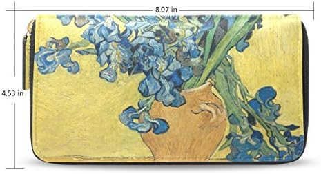 Women Long Credit Card Holder Zipper Clutch Wallet Purse, Vincent Van Gogh Pattern