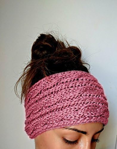 Chunky Cable Knit Ear Warmer Headband, Thick and Cozy Ear Warmer - Rose Quartz