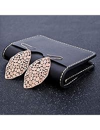 Pendientes de gota con diseño de hoja de pájaro cian, de plata, oro, oro rosa