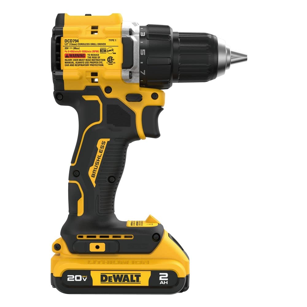 DEWALT DCD794D1 20V MAX ATOMIC COMPACT SERIES Brushless Lithium-Ion 1/2 in. Cordless Drill Driver Kit (2 Ah)