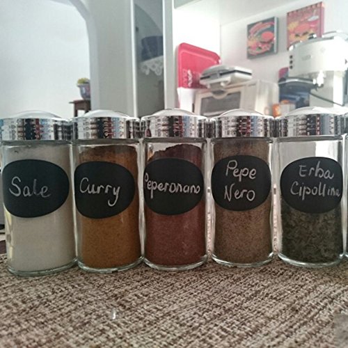 Pasiyou 120Pcs Premium Chalkboard Labels Bulk - Free Erasable Chalk Pen - Dishwasher Safe Chalk Board Mason Jar Labels - Removable Waterproof Blackboard Sticker Label for Jars Glass Bottle Kids
