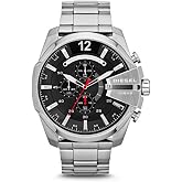 Diesel Mega Chief Stainless Steel Men's Watch with Analog or Digital Movement