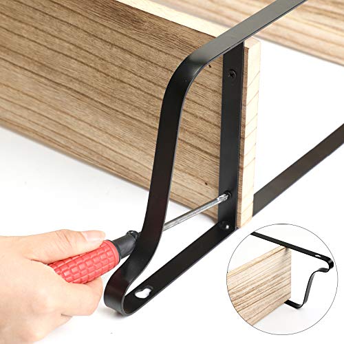 Rustic Floating Shelves, 2 Tier Floating Shelves Decorative Wall Mounted Storage Shelves for Living, Dining Room, Office, Wood Wall Shelf with Metal Brackets, Floating Shelves for Wall