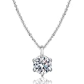 JOLINO 1CT Moissanite Pendant Necklace for Women,925 Sterling Silver Plated with Platinum,Dainty Jewelry Gifts for Your Wife,Girlfriend,Mother on Valentine's Day,Birthdays,Anniversaries,or Graduations