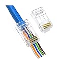 SMITON RJ45 Cat6 Pass Through Connectors End Pass Through 8P8C UTP Ethernet Network Plug(100Pack)
